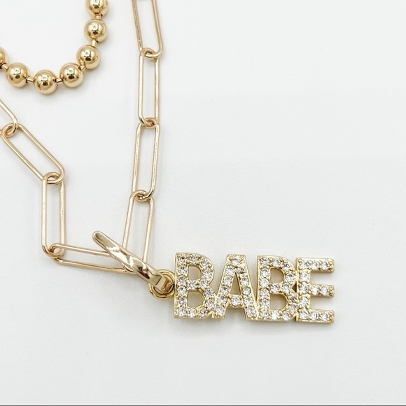 𝅺gold layering BABE necklace with ball chain - Picture 7 of 8